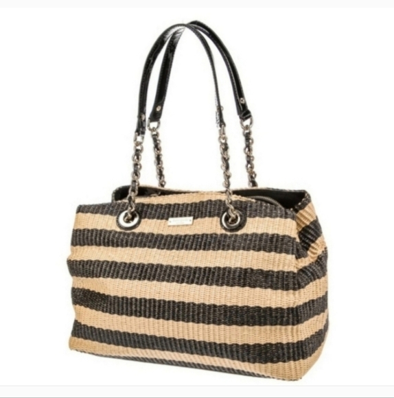 ⚘️RARE HTF VINTAGE KATE SPADE NEW YORK Raffia Shoulder Bag - Picture 1 of 10